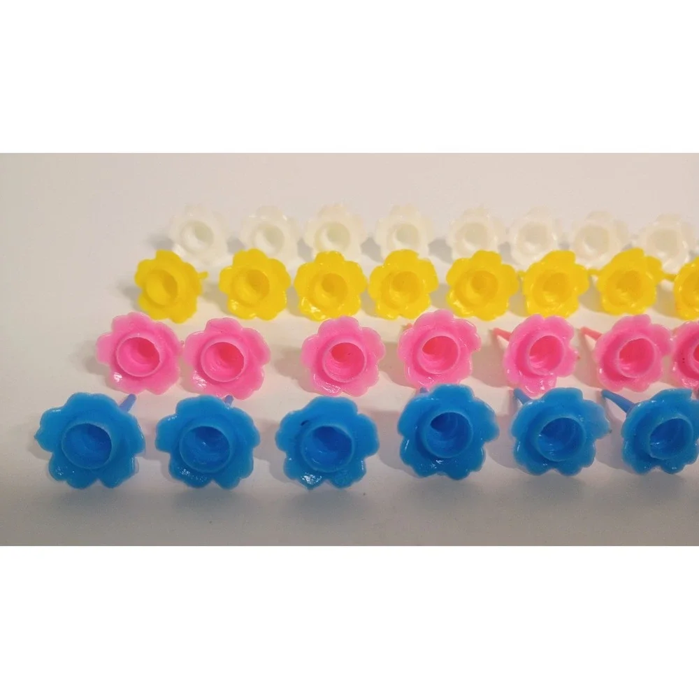 Vintage 56 pc Lot Colorful Flower Cake Decoration Candle Holders Cake Toppers